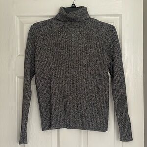 Talbots Medium gray speckled ribbed turtle neck